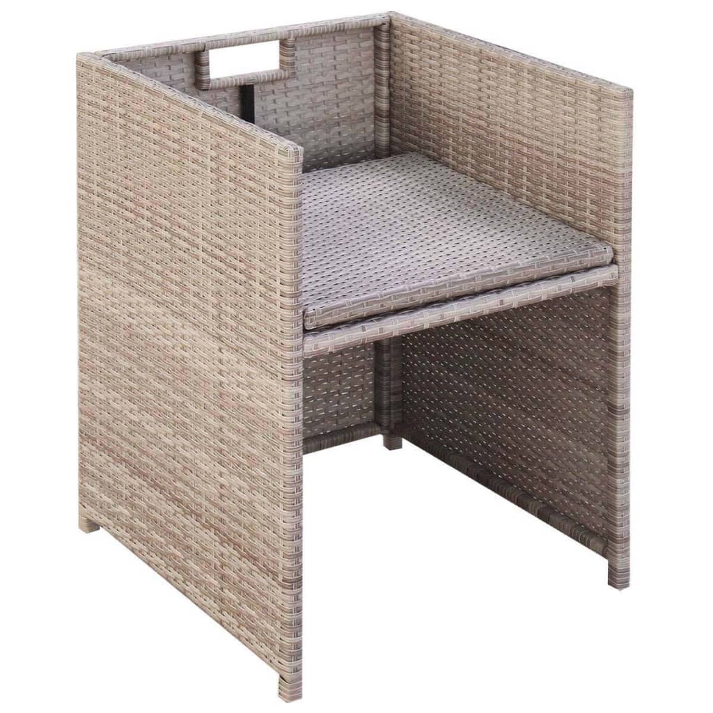 11 Piece Outdoor Dining Set with Cushions Poly Rattan Beige