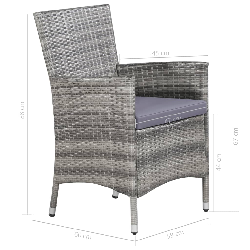 11 Piece Outdoor Dining Set with Cushions Poly Rattan Grey