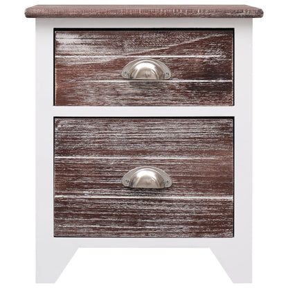 Nightstand Brown and White 38x28x45 cm Paulownia Wood