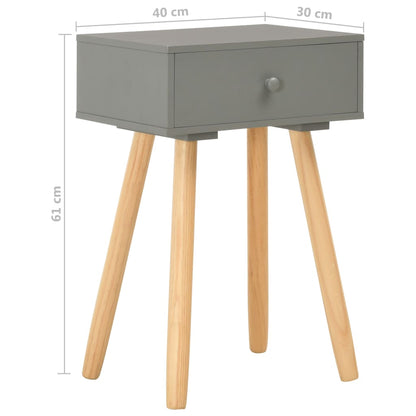 Bedside Tables 2 pcs Grey Solid Pinewood