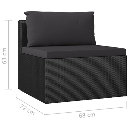 11 Piece Garden Lounge Set with Cushions Poly Rattan Black