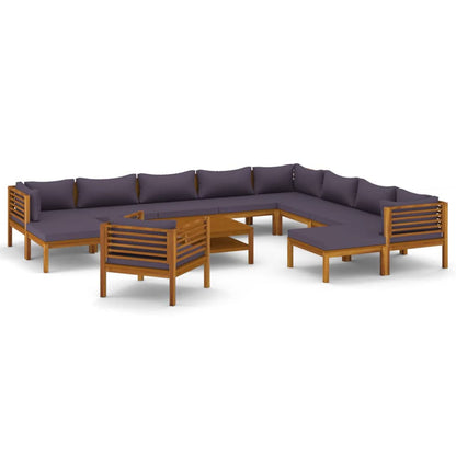 12 Piece Garden Lounge Set with Cushion Solid Acacia Wood