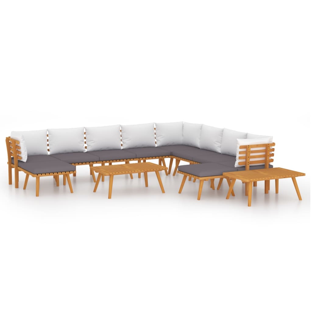 12 Piece Garden Lounge Set with Cushions Solid Wood Acacia