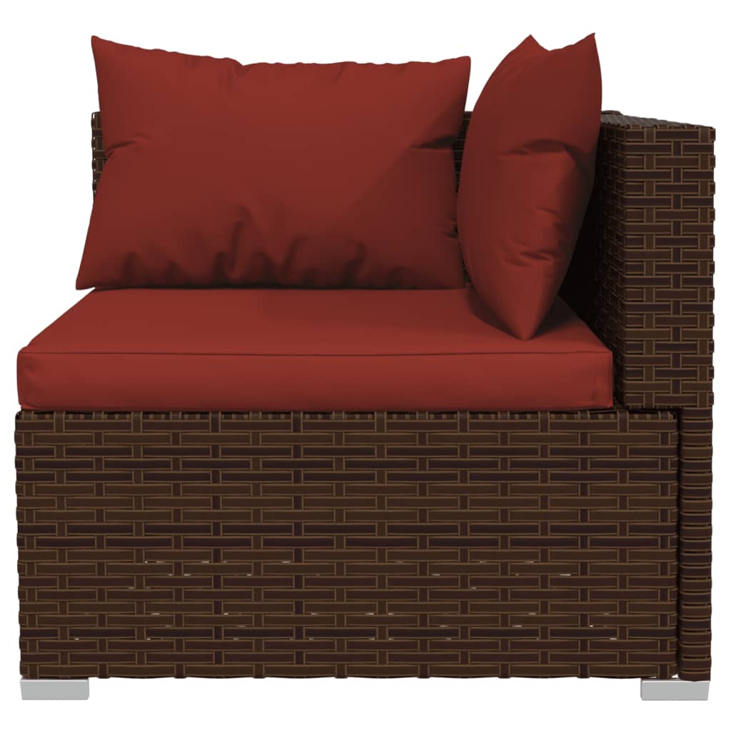 10 Piece Garden Lounge Set with Cushions Poly Rattan Brown