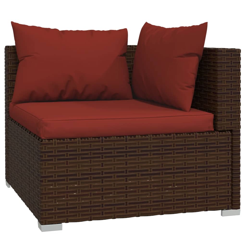 10 Piece Garden Lounge Set with Cushions Poly Rattan Brown