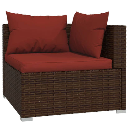 10 Piece Garden Lounge Set with Cushions Poly Rattan Brown