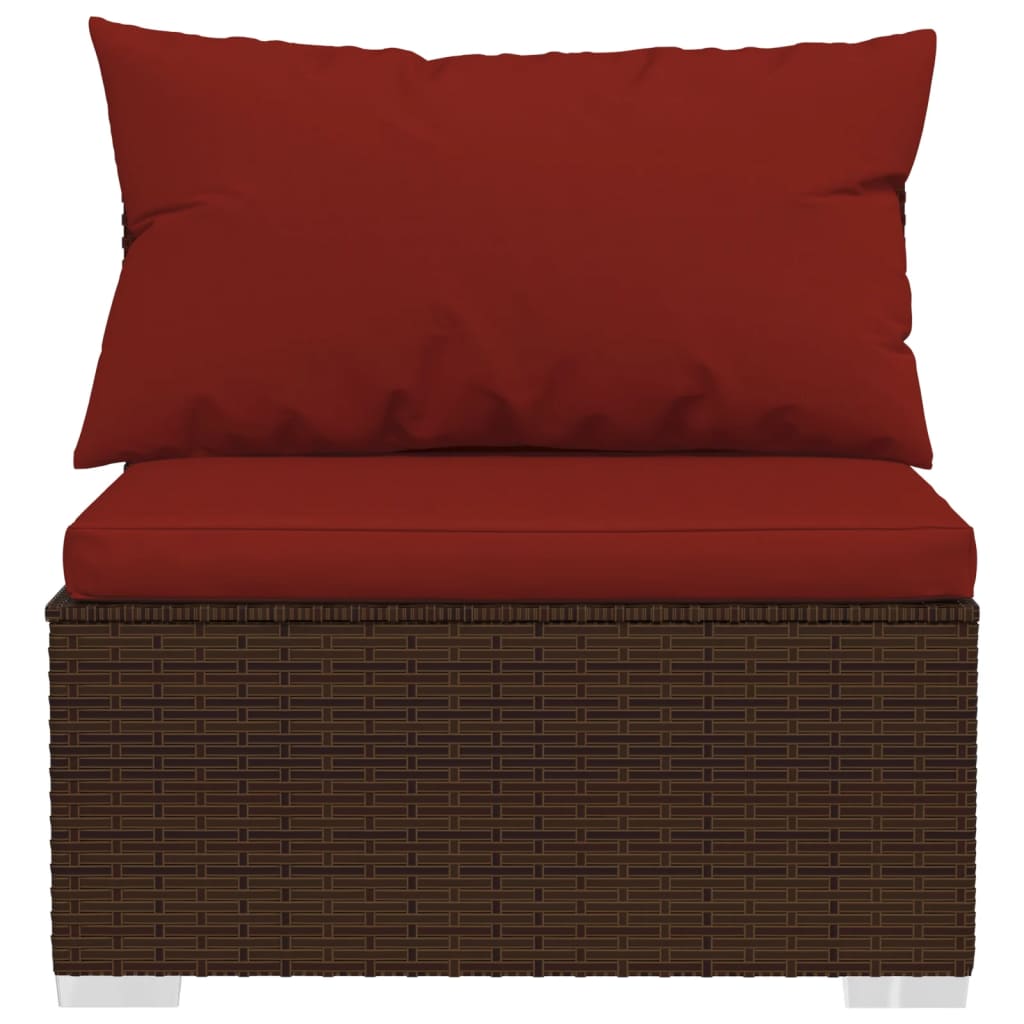 10 Piece Garden Lounge Set with Cushions Poly Rattan Brown