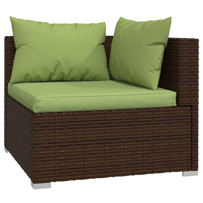 11 Piece Garden Lounge Set with Cushions Poly Rattan Brown