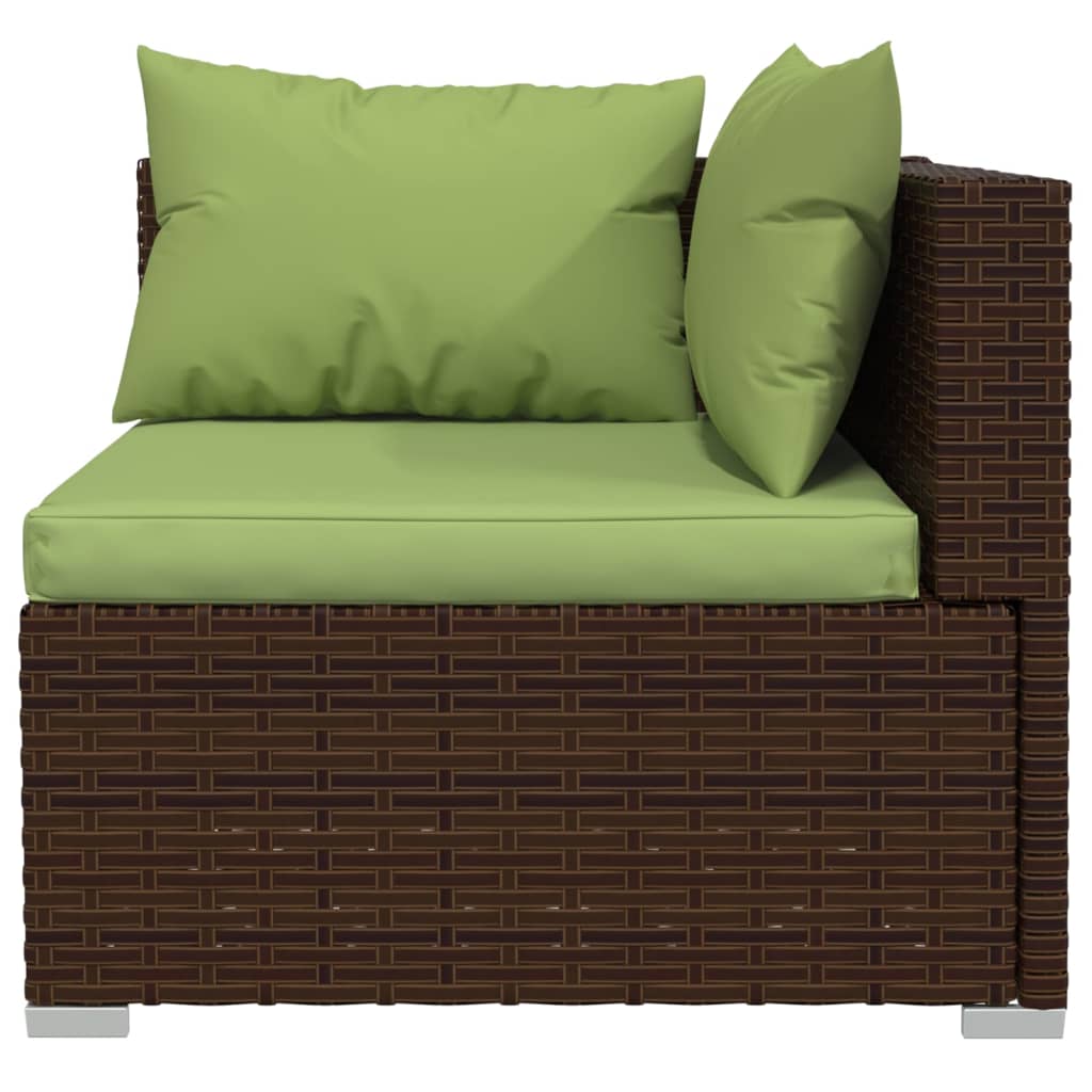 11 Piece Garden Lounge Set with Cushions Poly Rattan Brown