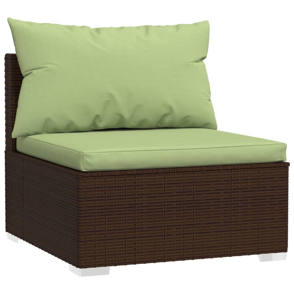 11 Piece Garden Lounge Set with Cushions Poly Rattan Brown