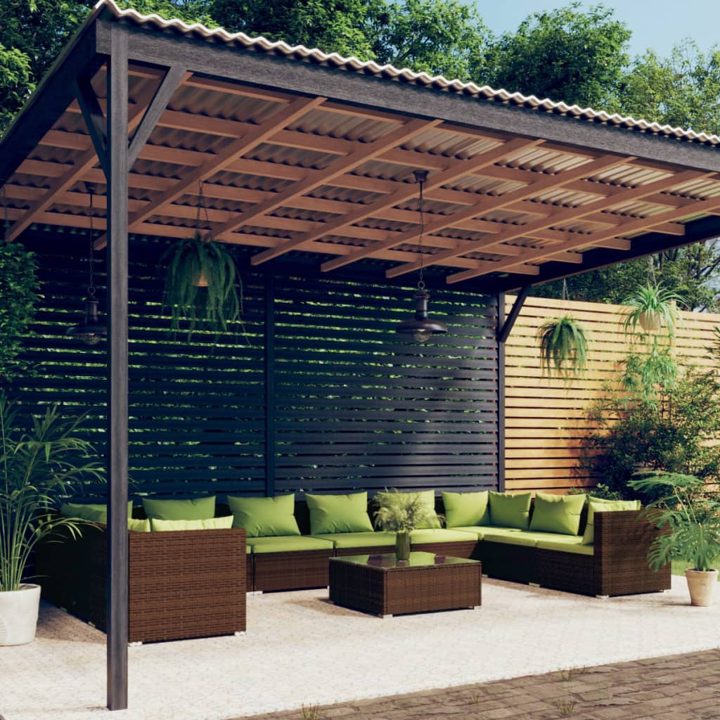 11 Piece Garden Lounge Set with Cushions Poly Rattan Brown