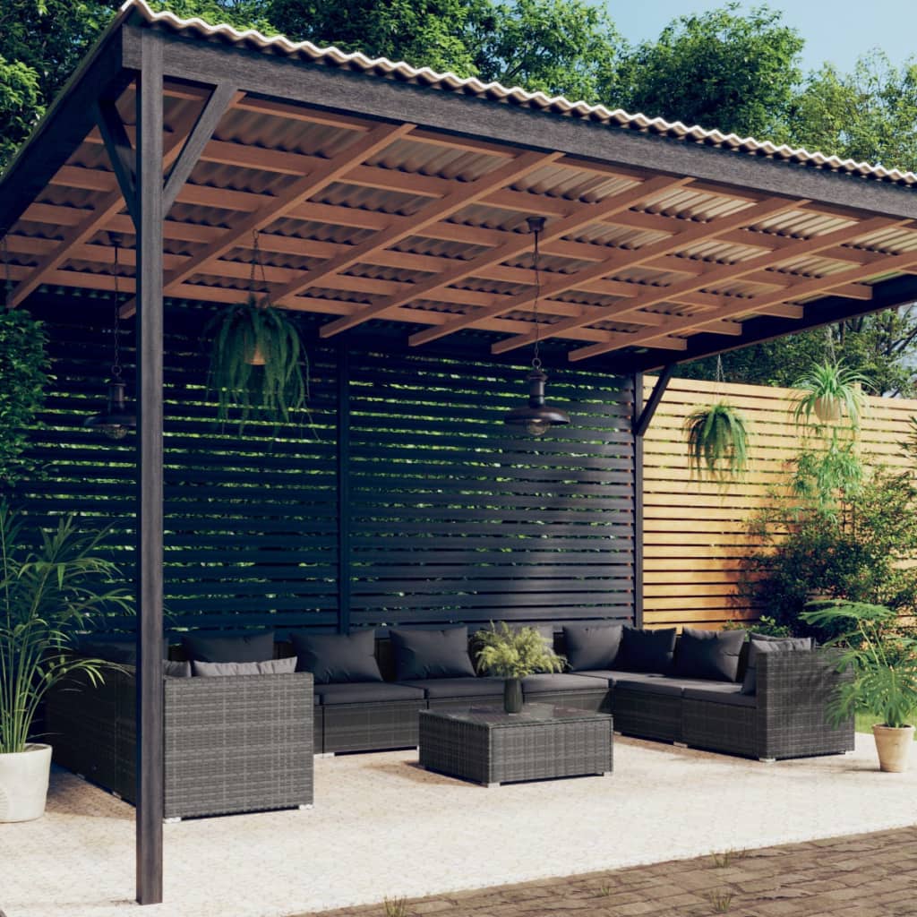 11 Piece Garden Lounge Set with Cushions Poly Rattan Grey