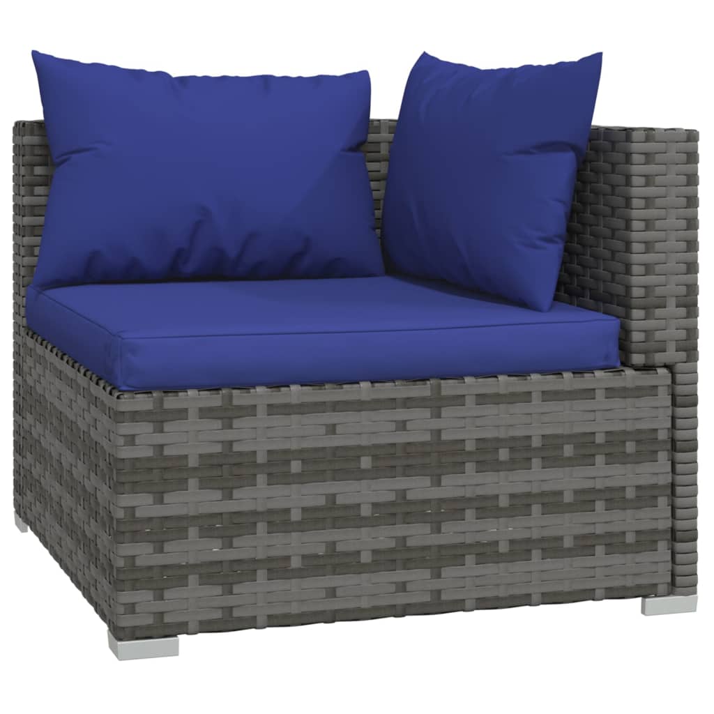 11 Piece Garden Lounge Set with Cushions Grey Poly Rattan