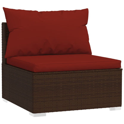 11 Piece Garden Lounge Set with Cushions Poly Rattan Brown