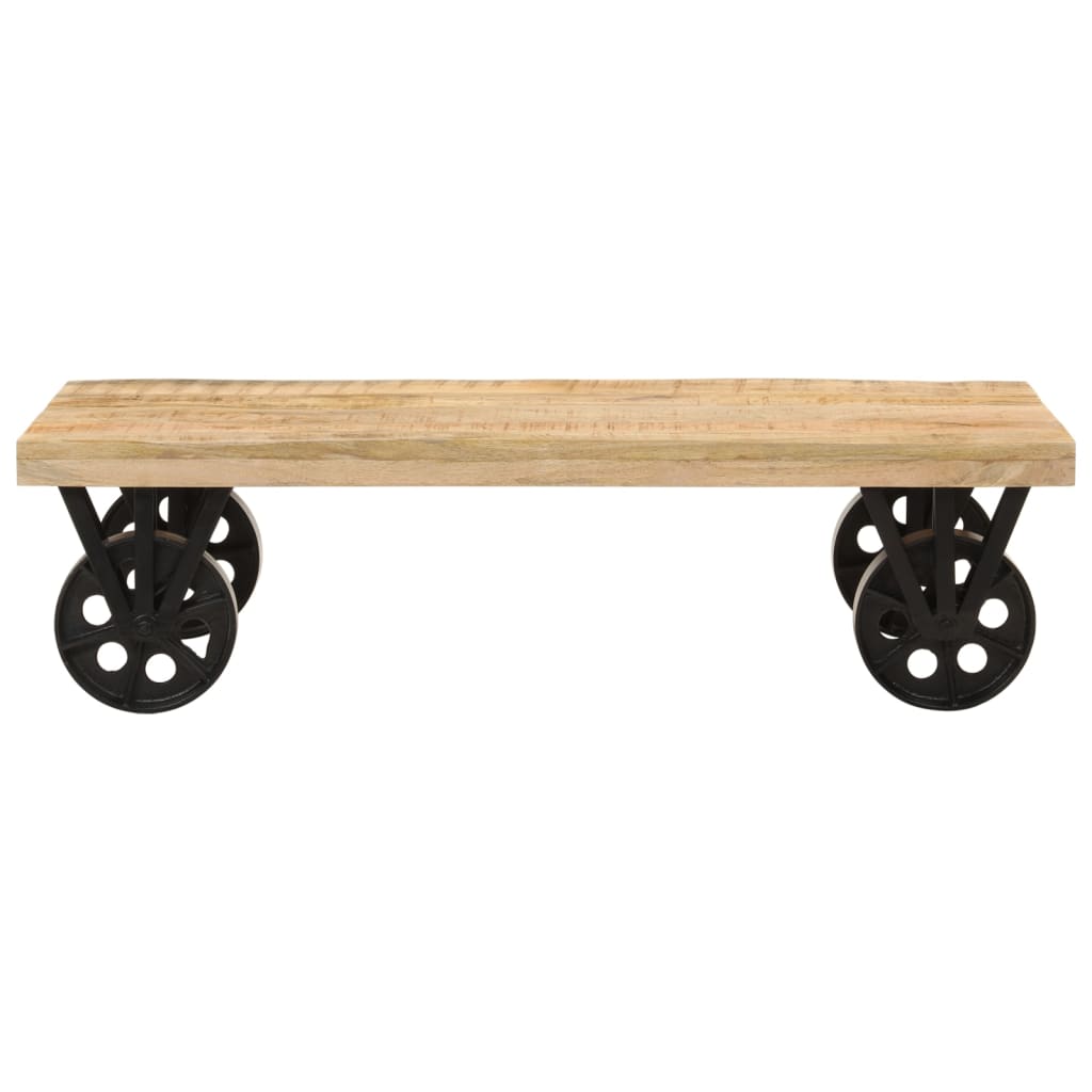 Coffee Table with Wheels 110x55x29.5 cm Solid Wood Mango
